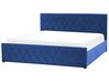 Sametová postel s úložným prostorem 180 x 200 cm modrá ROCHEFORT_857380