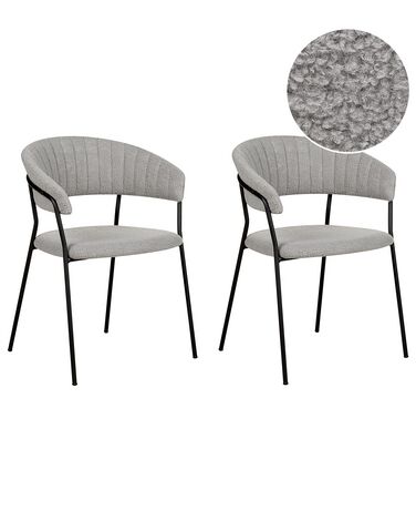 Conjunto de 2 cadeiras de jantar em bouclé cinzento MARIPOSA