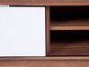 Móvel de TV com 1 gaveta e 5 prateleiras em madeira escura e branco EERIE_438332