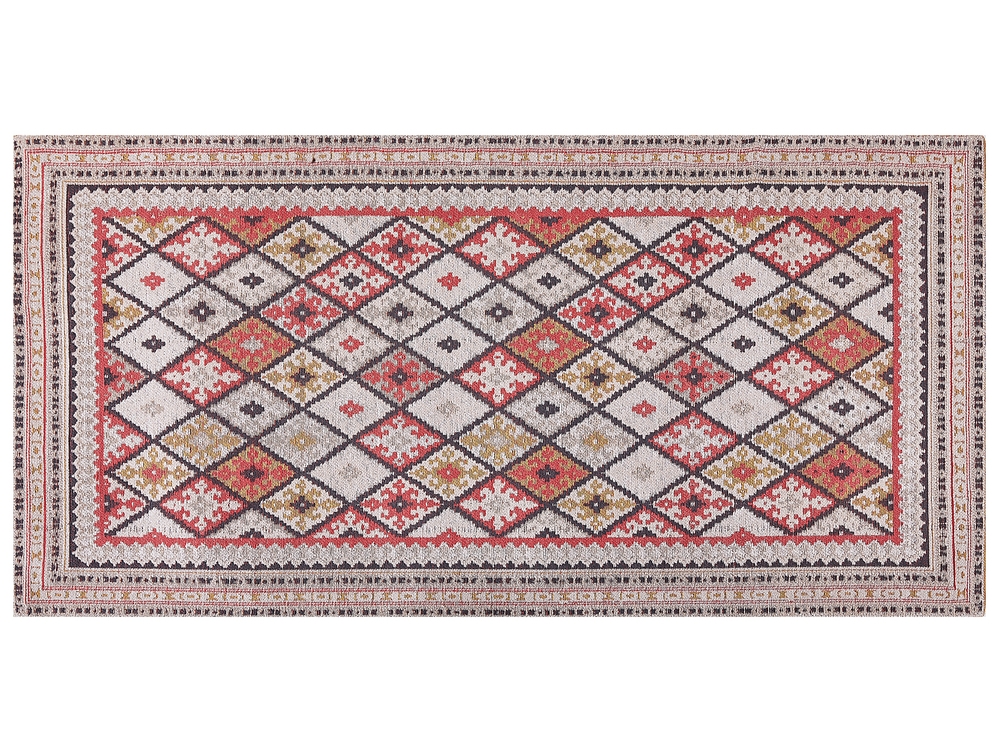 Teppich Baumwolle rot 140 x 200 cm mit Quasten NIGDE 