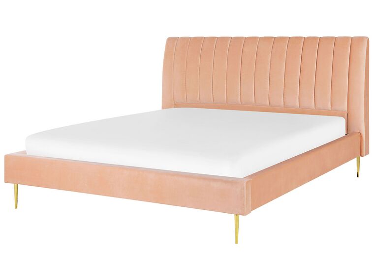 Velvet EU Super King Size Bed Peach MARVILLE_774441
