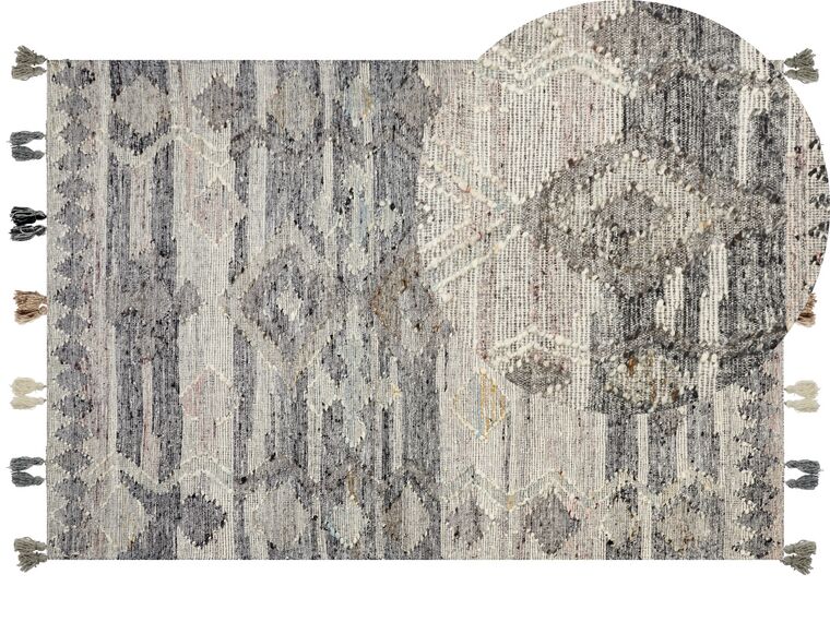 Kelimtæppe grå uld 160 x 230 cm ARATASHEN_860045