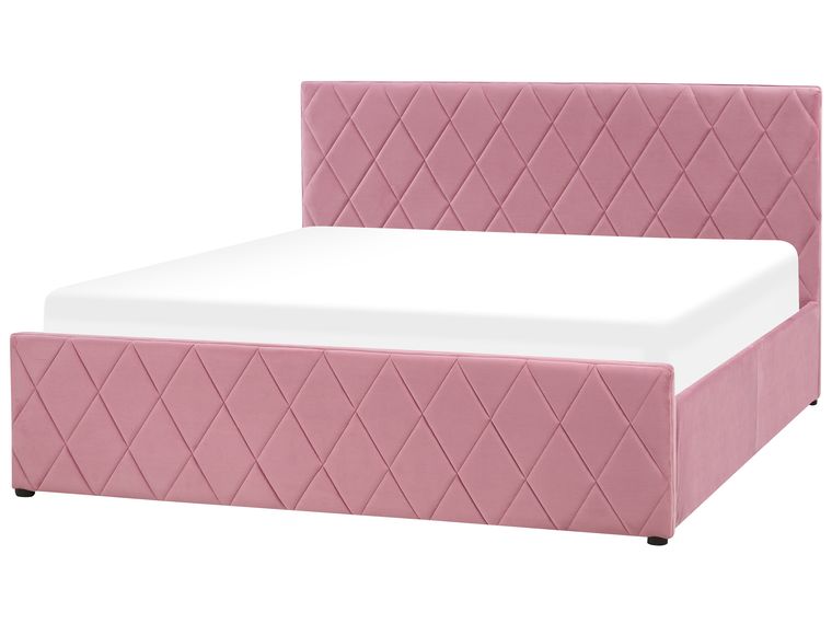 Velvet EU King Size Ottoman Bed Pink ROCHEFORT Beliani.co.uk