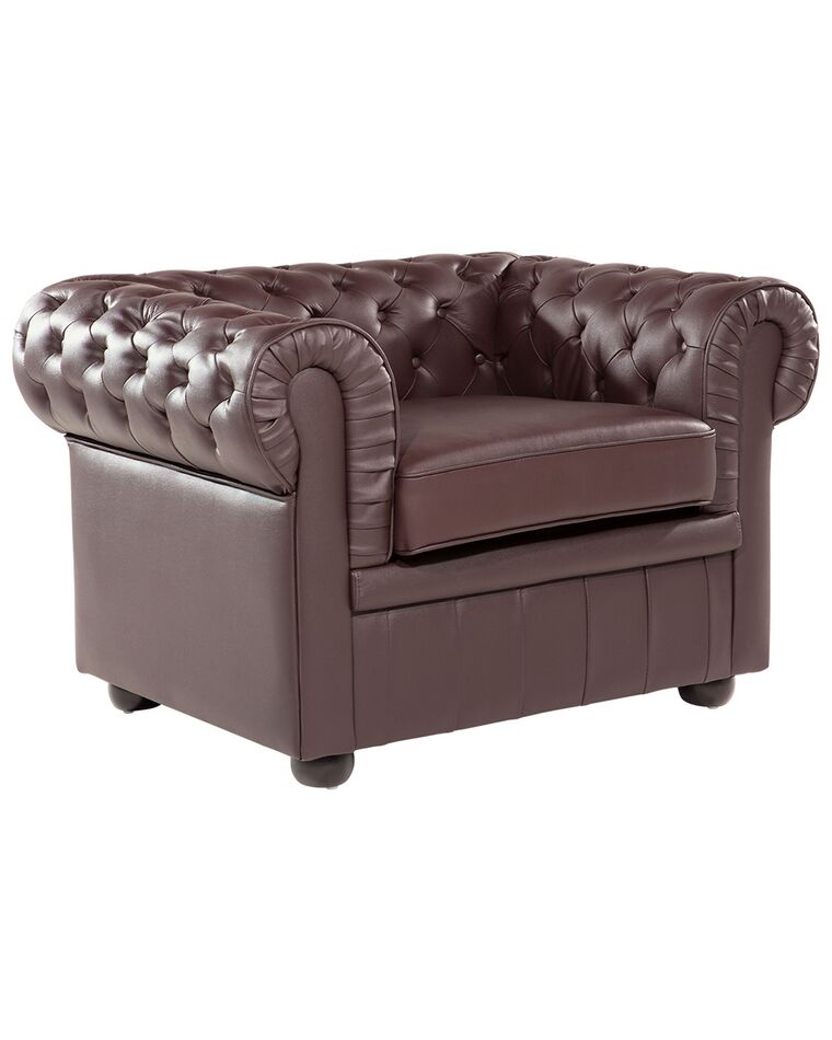 Leather Armchair Brown CHESTERFIELD_538183