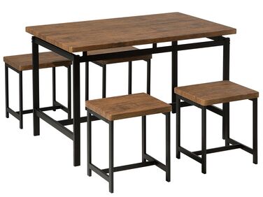 Jedálenská súprava stola a 4 stoličiek tmavé drevo/čierna ARLINGTON