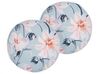 Set of 2 Outdoor Cushions Floral Pattern ⌀ 40 cm Blue APRICALE_880935