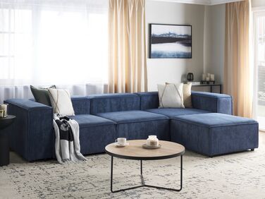 3-seters modulær sofa med ottoman kordfløyel Blå APRICA