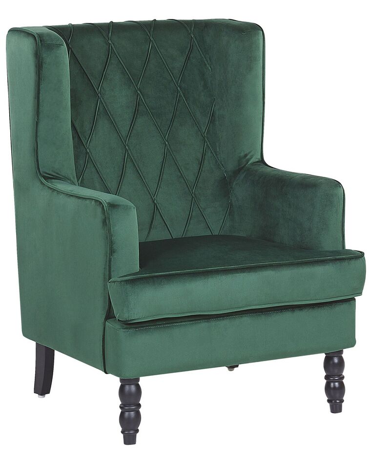 Velvet Armchair with Footstool Green SANDSET Beliani.co.uk
