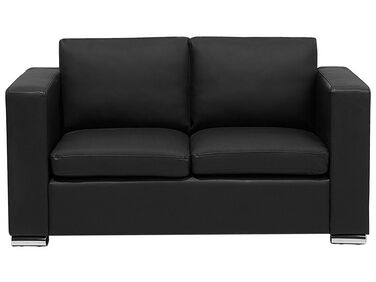 Canapé 2 places en cuir noir HELSINKI
