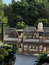 Set de jardin table en fibre-ciment gris et bois et 6 chaises OLBIA_831970