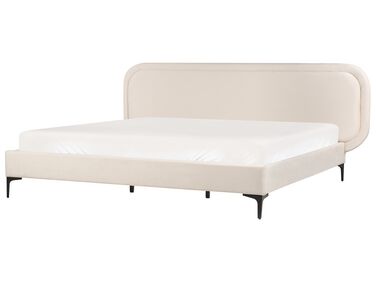 Łóżko welurowe 180 x 200 cm jasnobeżowe SUZETTE
