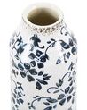 Stoneware Flower Vase 35 cm White with Navy Blue MULAI_810761