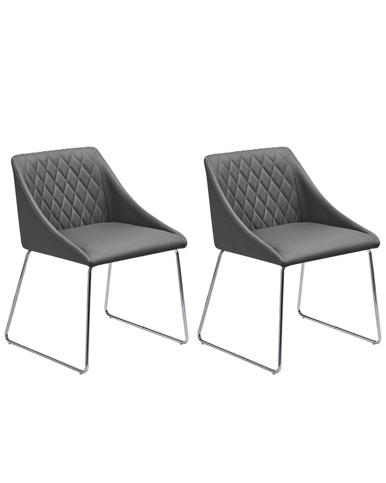 Lot de 2 chaises de salle à manger en cuir PU gris ARCATA_808627