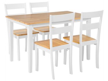 Jedálenská súprava stola a 4 stoličiek svetlé drevo/biela GEORGIA