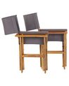 Conjunto de 2 cadeiras madeira clara e 2 lonas cinzentas e padrão oliveira CINE_819408