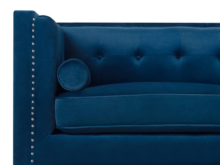 3 Seater Velvet Sofa Navy Blue AVALDSENES Beliani.co.uk