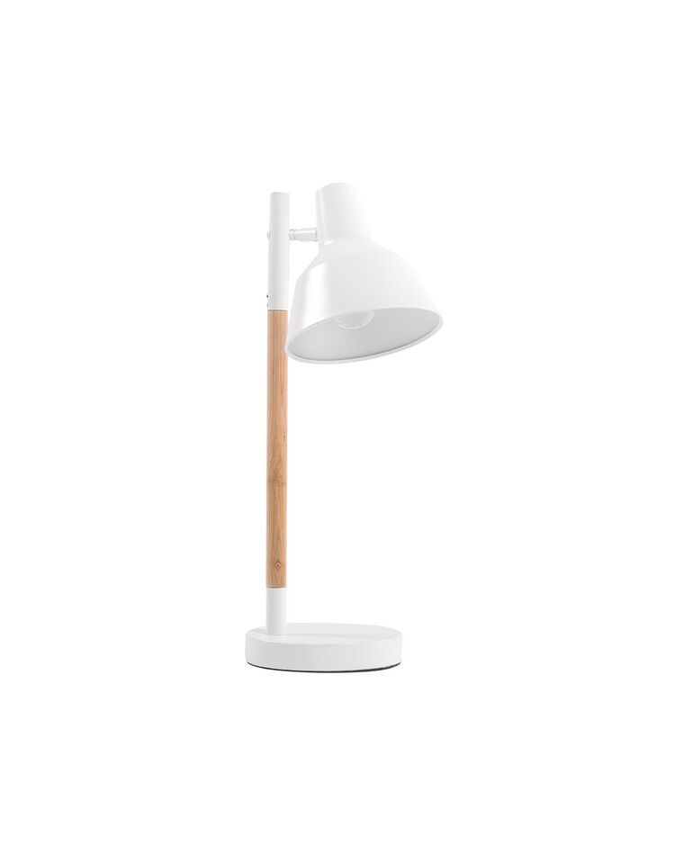 Biela stolová lampa na čítanie z dreva a kovu ALDAN_680461