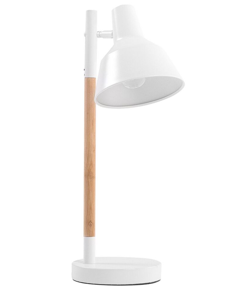 Lampe de bureau blanc en bois et en métal ALDAN_680461