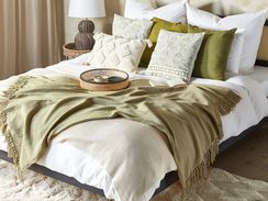 Huopa puuvilla oliivinvihreä 125 x 150 cm YARSA Huopa puuvilla oliivinvihreä 125 x 150 cm YARSA