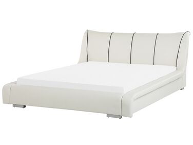 Kožená vodná posteľ 180 x 200 cm biela NANTES