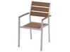 Conjunto de 6 sillas de jardín de metal plateado/madera clara VERNIO_718280