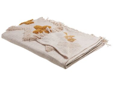 Cotton Blanket 130 x 180 cm Beige and Yellow ADONI