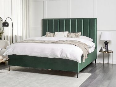 Velvet EU Super King Size Ottoman Bed Dark Green SEZANNE