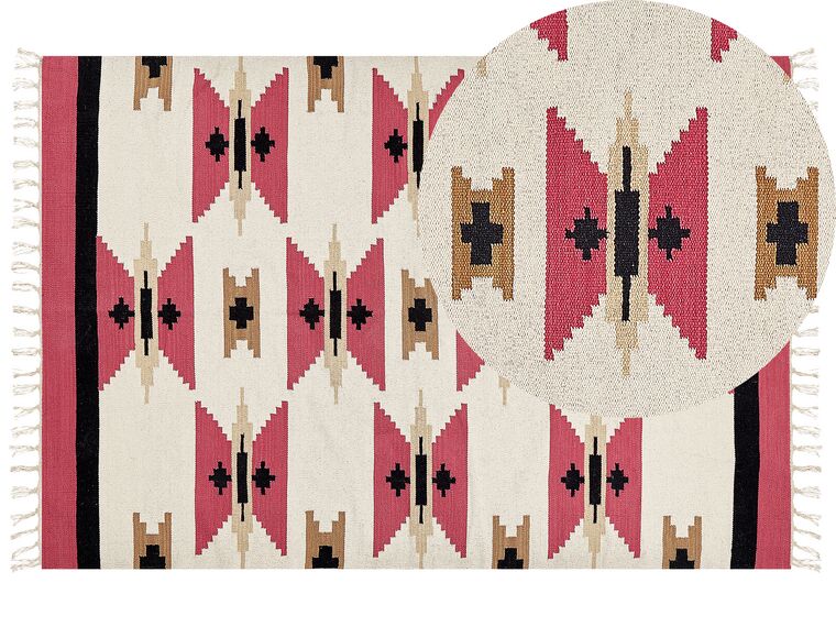 Kelim Teppich Baumwolle mehrfarbig 160 x 230 cm geometrisches Muster Kurzflor GARNI_870138