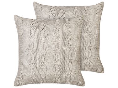 Set of 2 Cotton Cushions 45 x 45 cm Taupe CONSTYLIS