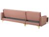 Right Hand Velvet Corner Sofa with Ottoman Pink ABERDEEN_735887