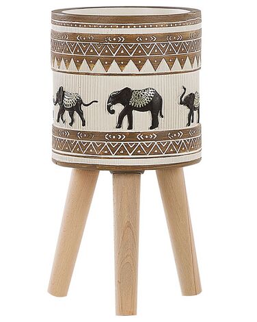 Cache-pot motif éléphant avec pieds en bois ⌀ 19 cm KOTTES