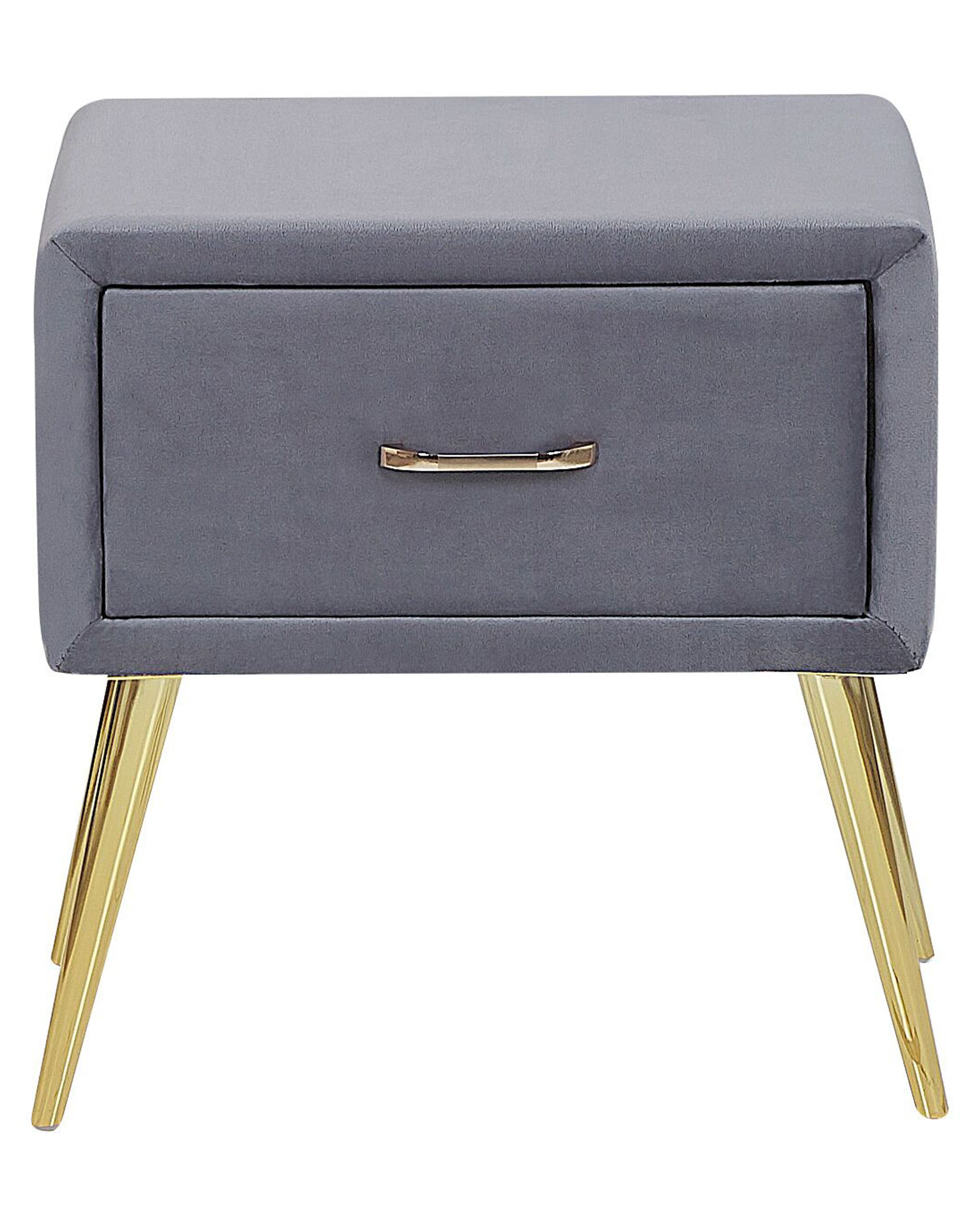 1 Drawer Velvet Bedside Table Grey FLAYAT | Beliani.co.uk