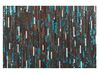 Teppich Kuhfell braun / blau 160 x 230 cm Patchwork Kurzflor KISIR_850856