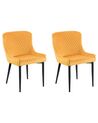Set of 2 Velvet Dining Chairs Yellow SOLANO_752190