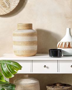 Koristemaljakko rottinki valkoinen/beige 36 cm RENUN Koristemaljakko rottinki valkoinen/beige 36 cm RENUN