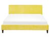 Čalúnená zamatová posteľ žltá 160 x 200 cm FITOU_777090