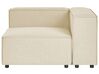 Right Hand 2 Seater Modular Linen Corner Sofa with Ottoman Beige APRICA_856959