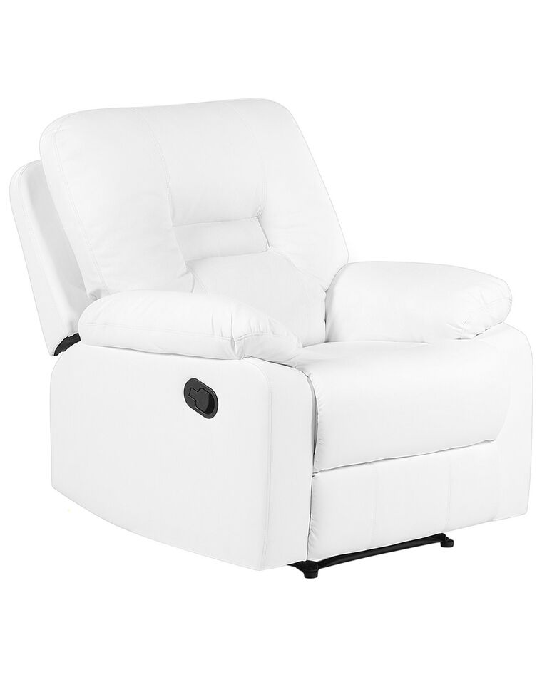 Fotel z manualną funkcją relaksu ekoskóra biały BERGEN_681468