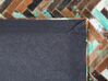 Tappeto marrone beige blu patchwork in pelle 140 x 200 cm AMASYA_494597