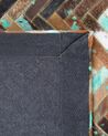 Tappeto marrone beige blu patchwork in pelle 140 x 200 cm AMASYA_494597
