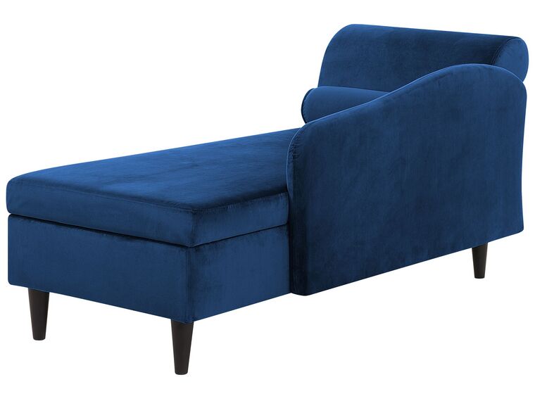 Left Hand Velvet Chaise Lounge Navy Blue LUIRO Beliani.co.uk