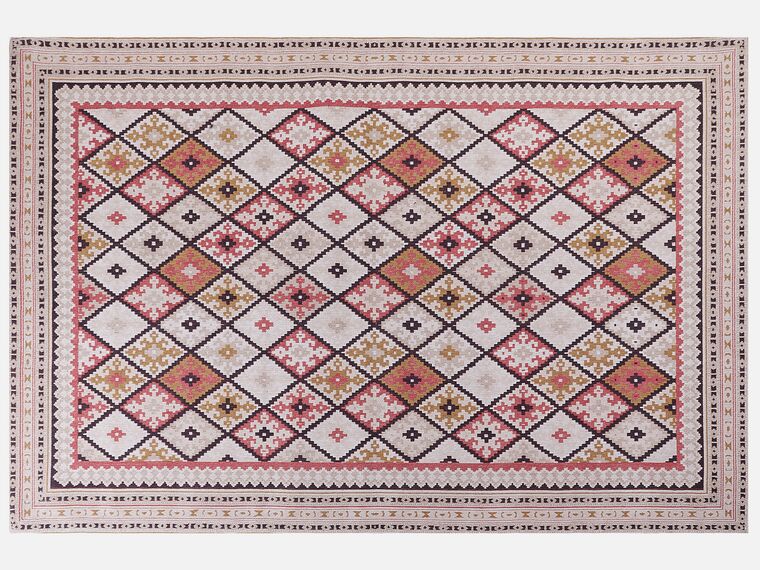 Teppich Baumwolle mehrfarbig geometrisches Muster 200 x 300 cm Kurzflor ANADAG_853676