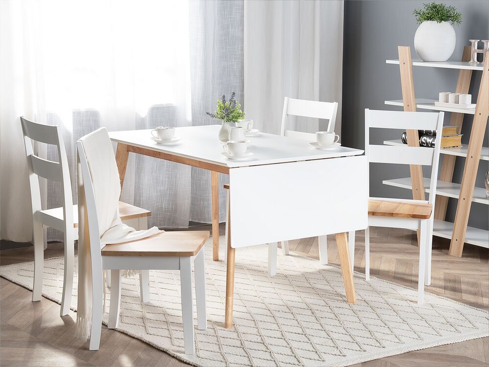 Esstisch weiß 120/155 x 80 cm Verlängerungsstück MEDIO | Beliani.de