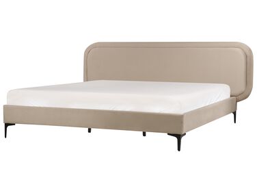 Łóżko welurowe 180 x 200 cm beżowe SUZETTE