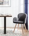 	Conjunto de 2 sillas de comedor de poliéster negro/madera clara BROOKVILLE_696179