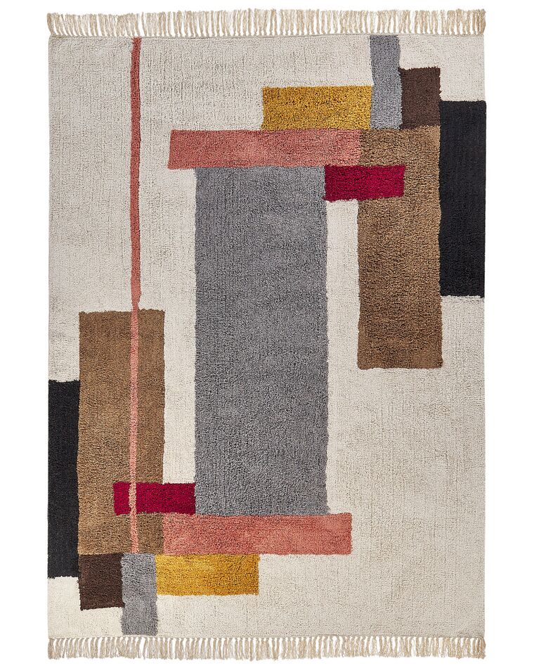 Teppich Baumwolle mehrfarbig 160 x 230 cm geometrisches Muster Kurzflor NIKSAR_844009