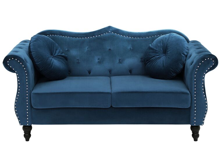 2 Seater Velvet Sofa Navy Blue SKIEN_743241