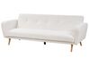 Ensemble canapés et fauteuil en tissu bouclé blanc 6 places avec pouf FLORLI_906080