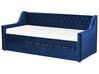 Rozkladacia zamatová posteľ 90 x 200 cm modrá MONTARGIS_827006