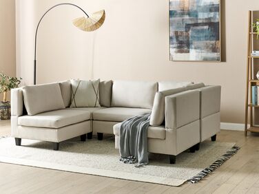 5-Seater Modular Fabric Sofa Light Beige UNSTAD